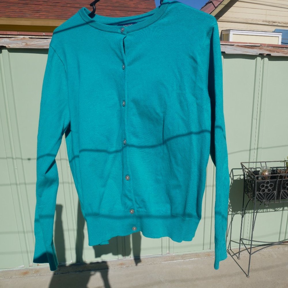 Land's End Teal Cardigan S/P